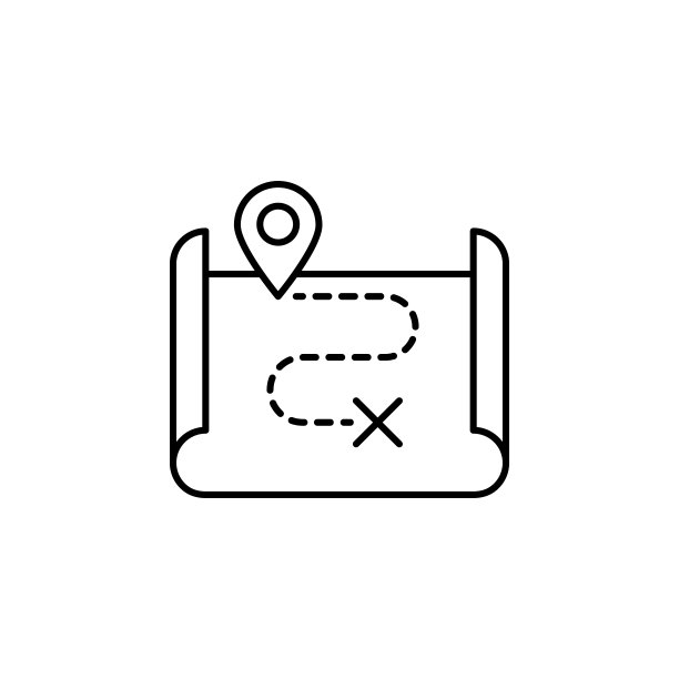 历史地图图标：UI和UX细线轮廓矢量图片下载