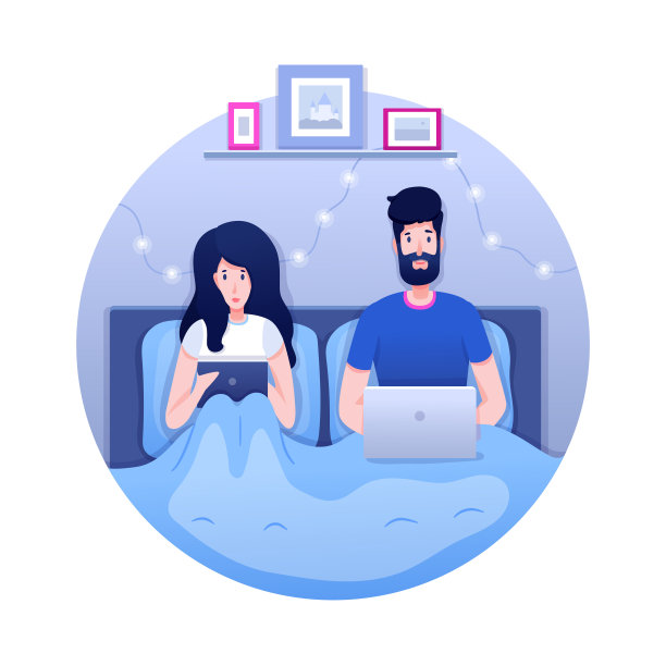 技术成瘾平面矢量插图图片下载