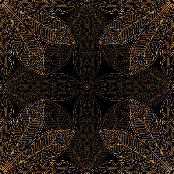 孔雀羽毛皇家图案无缝。豪华背景矢量。复古的设计图片下载