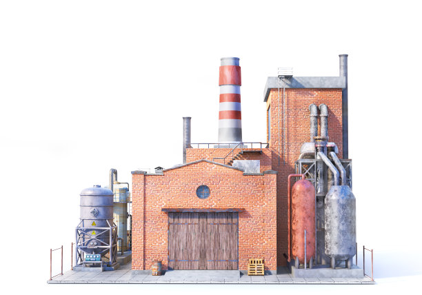 污染的概念。旧工厂孤立在白色。行业。3 d演示图片下载