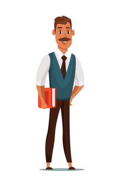 微笑老师平面矢量插图图片下载