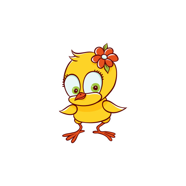 可爱的小鸡向量平与花小鸡图片下载