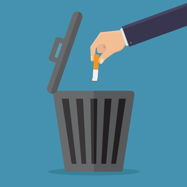 停止吸烟与蓝色背景平面设计矢量插图图片下载