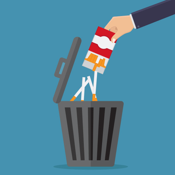 停止吸烟与蓝色背景平面设计矢量插图图片下载