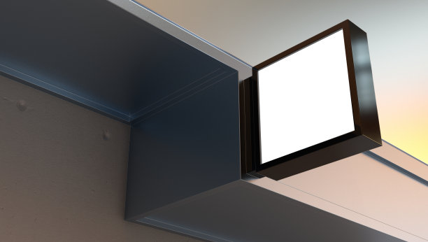 招牌空白Lightbox。模型模板安装在墙上图片下载