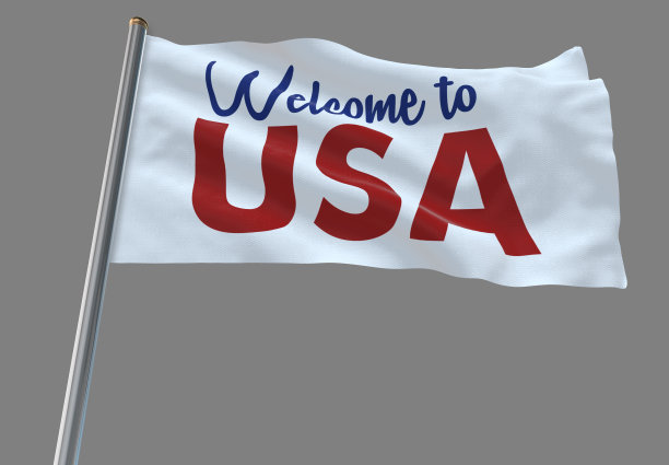 欢迎挥舞旗帜来美国。包括剪切路径，以便您可以放置自己的背景图片下载