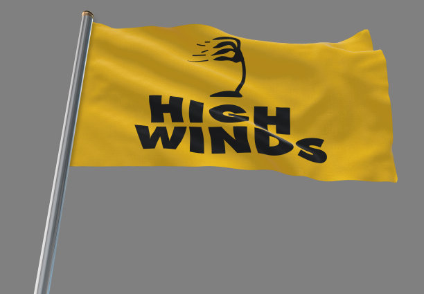 大风挥舞着旗帜。包括剪切路径，以便您可以放置自己的背景图片下载