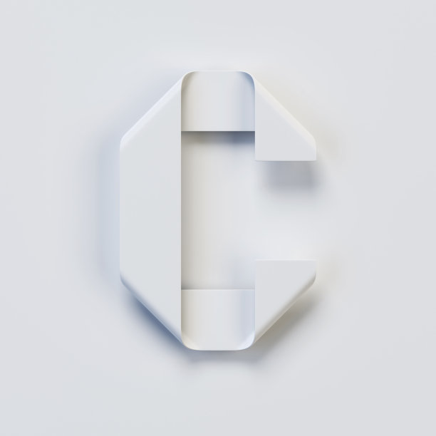 折纸字体，折叠彩带字体，字母C图片下载
