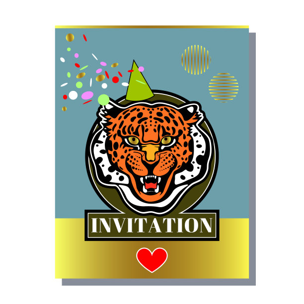 贺卡模板设计与外来野猫。设计横幅，传单，邀请，海报，网站或贺卡。矢量图图片下载