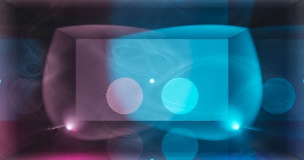 3 d渲染。霓虹灯下的几何图形，映衬着黑暗的隧道。激光线发光。霓虹灯的背景图片下载