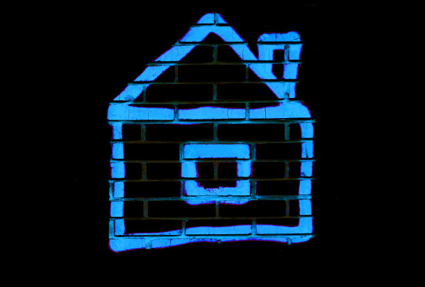 霓虹漆的房子。数字艺术。文本。房地产的概念图片下载