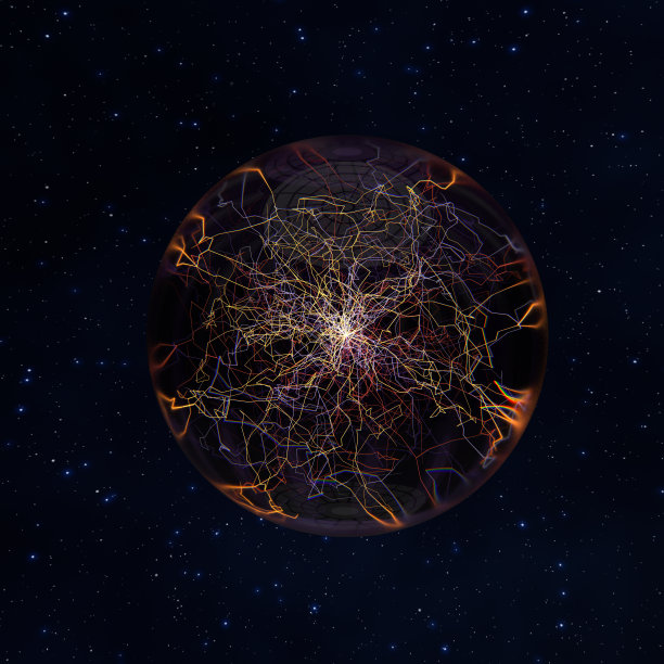 电力电能和闪电火花，3d渲染。图片下载