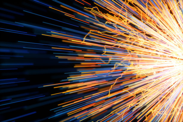 蓝色放射线，魔法线，3d渲染。图片下载