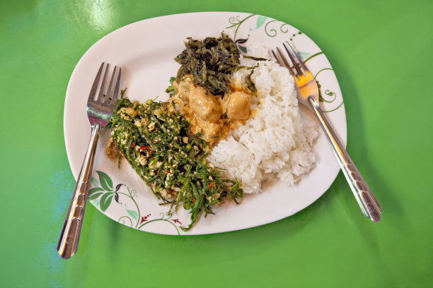 泰国素食街头小吃-米饭配配料图片下载