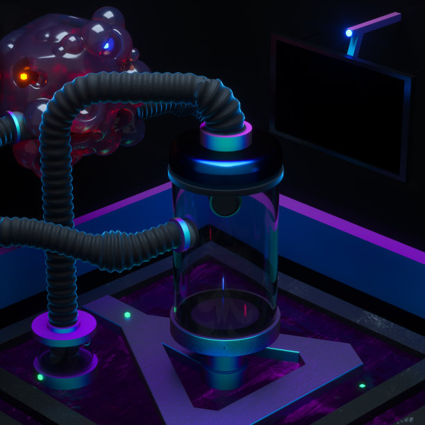 黑暗化学制造车间，3d渲染。图片下载