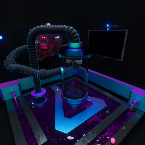 黑暗化学制造车间，3d渲染。图片下载