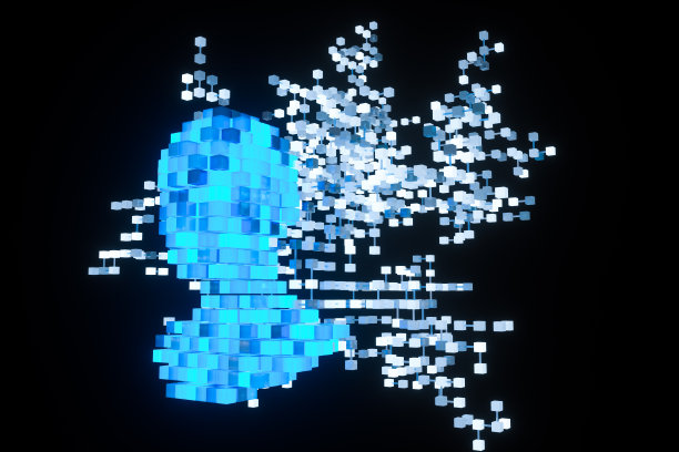 虚拟机器人的头部带有人工智能的概念，3d渲染。图片下载