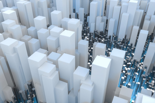 技术场景由重复的柱子组成，3d渲染图片下载