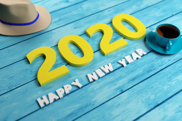 新年2020创意设计概念- 3D渲染图像图片下载