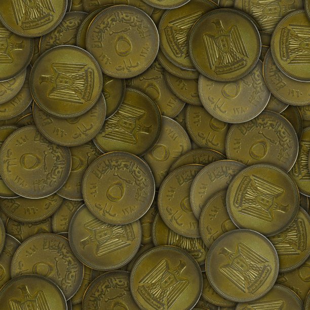 背景的硬币。无缝模式。图片下载