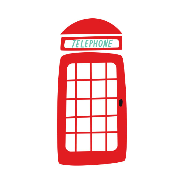 矢量平面英国红色照片亭图标图片下载