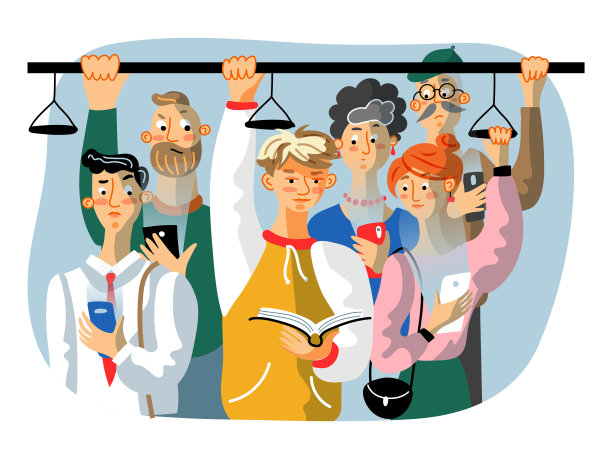 书籍阅读平面矢量插图图片下载