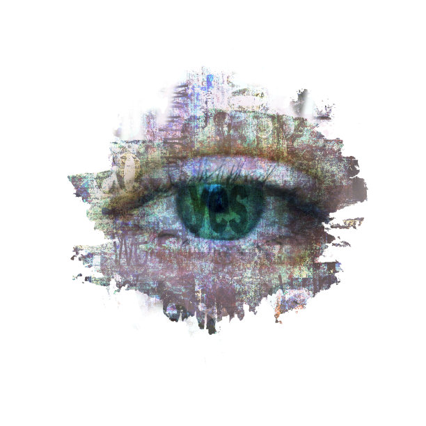 当代艺术拼贴。女人的绿眼睛和文字回答是图片下载