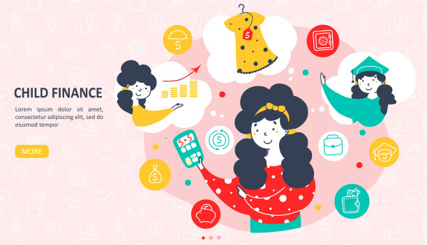 孩子财政资金。女孩靠计算器省钱。银行产品。接受教育。在购买。在兴趣图片下载