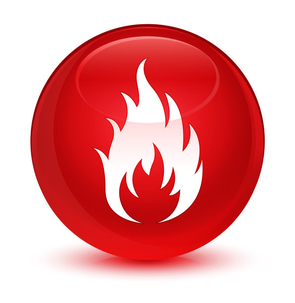 火图标玻璃红色圆形按钮图片下载