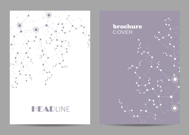 现代矢量模板的小册子封面在A4大小。抽象的几何背景与连接的线，圆和点。商业、科学、医药和技术设计图片下载