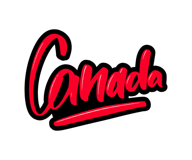 加拿大卡通笔刷文字文字。矢量插图标志印刷和广告图片下载