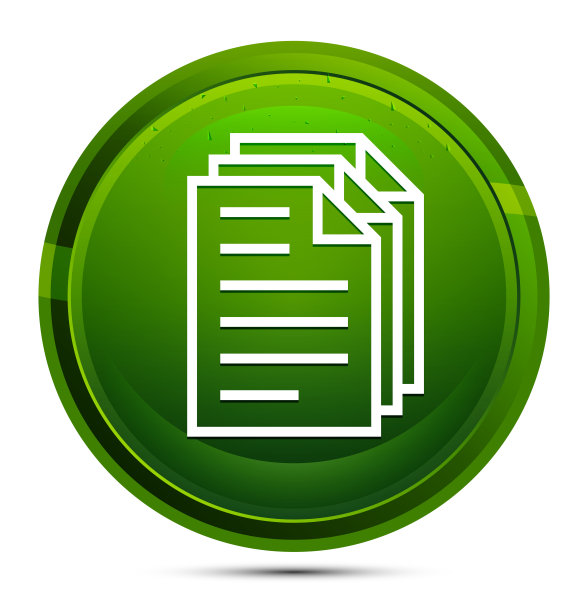 页面文档图标玻璃绿色圆形按钮说明图片下载