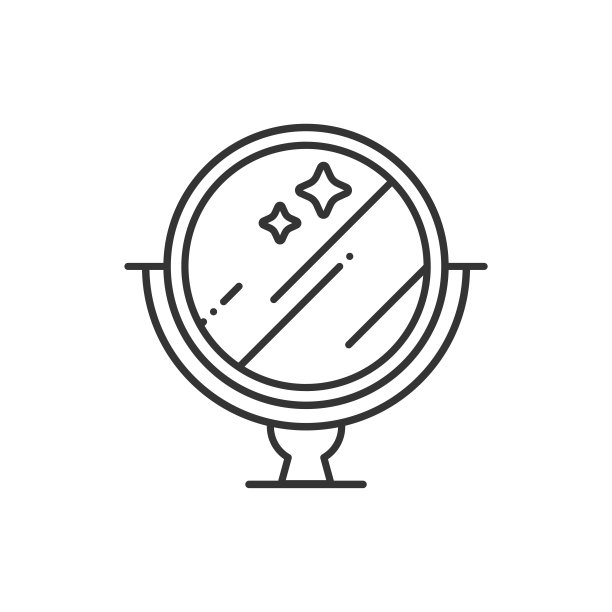 化妆镜黑线图标。美容院的迹象。象形文字用于网页、手机应用、促销。UI UX GUI设计元素图片下载