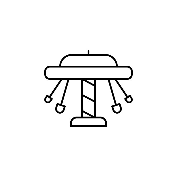 旋转木马飞椅图标(UI和UX网站的游乐图标的简单细线轮廓矢量图)图片下载