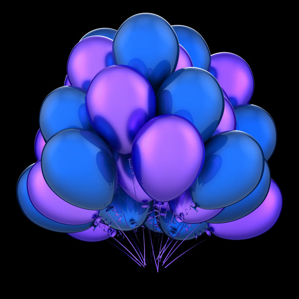 蓝色的气球群。生日快乐，狂欢庆祝装饰图片下载