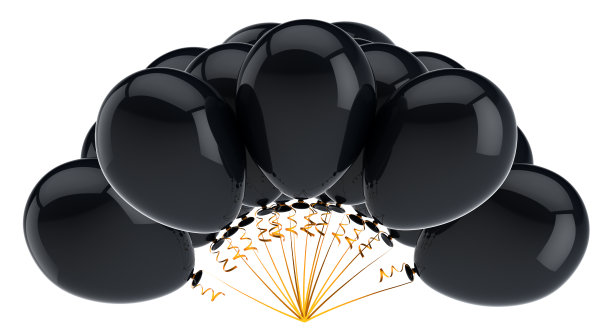 黑色气球束派对生日装饰贺卡图片下载