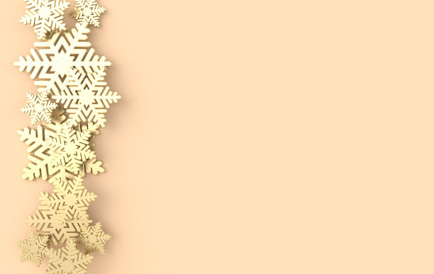 圣诞背景下闪耀着金色的雪花。圣诞和新年贺卡3d渲染插图在米色背景。图片下载