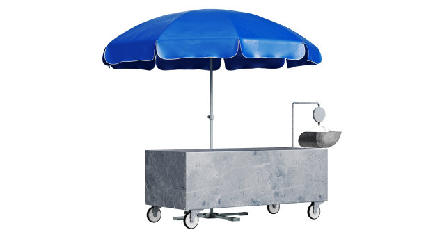 蓝色街道天井伞与橱窗图片下载