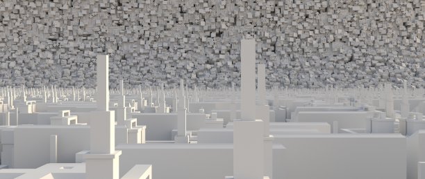 鸟瞰图的城市景观模型上的白色背景图片下载