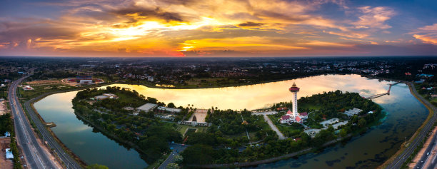 全景俯视图无人机在泰国塞吉特Koh Klang nam公园的Chalermprakiat塔上空拍摄的照片，亚洲。图片下载