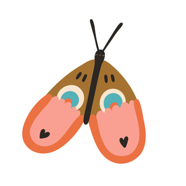 超级可爱的蝴蝶人物-手绘插图。图片下载