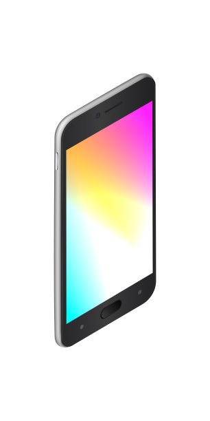 智能手机。空触屏手机颜色发光。3 d等距设计。一个空白显示的手机模板。数字小工具模型是在侧面透视视图。现实的矢量图。图片下载