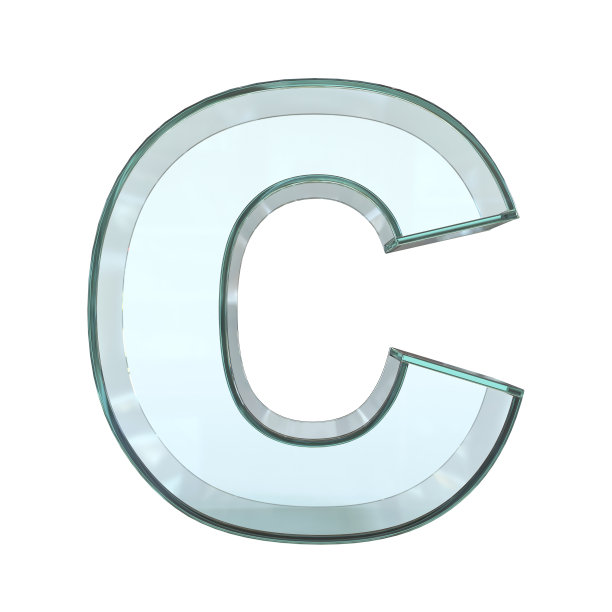 玻璃字体3d渲染，字母C图片下载
