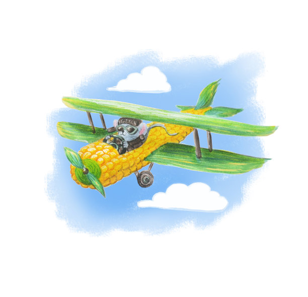 在空中飞行的飞机上驾驶鼠标。图片下载