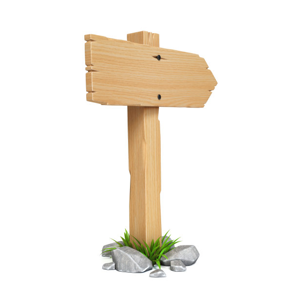 木制标识板隔离在白色背景的3d渲染图片下载