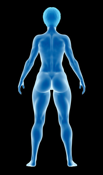 一个健康女性的身体，站着，展示一个健壮的身体，突出你的肌肉，在黑色的背景图片下载