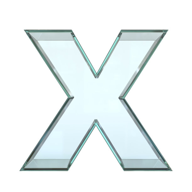 玻璃字体3d渲染，字母X图片下载