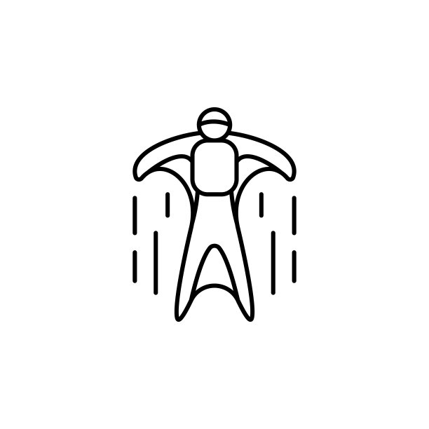 翼装飞行图标：UI、UX冒险细线轮廓矢量素材，适用于网站或移动应用图片下载