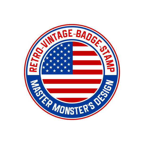 美式风格的爱国者标志设计模板，复古复古的标志设计图片下载