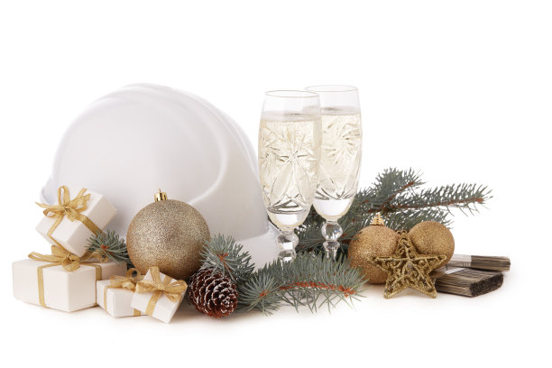 施工安全帽和圣诞。图片下载